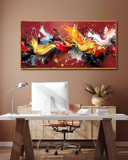 Ouzzlie Colorful Wall Decor Red Art for Living Room Large Wall Pictures Abstract Artwork Home Decor Prints Wall Art 29"x 59"