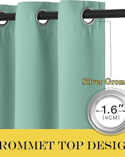 NICETOWN Blackout Curtains 72 inches Long, Grommet Privacy Window Treatment Thermal Insulated Room Darkening Sliding Glass Door Drape for Bedroom Living Room, 1 Panel, W100 x L72, Aqua Blue