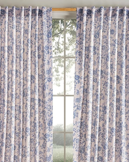 Maison d'Hermine Curtains for Living Room 100% Cotton 124 inch Length Two Panels Window Curtains for Bedroom with Loop & Rod Pockets - Roy, 50" W x 124" L
