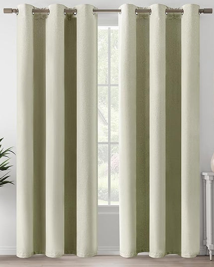 100% Blackout Beige Linen Curtains 84 Inch Length 2 Panels for Bedroom Living Room, Heat Blocking Thermal Insulated Anti-Rust Grommet Window Drapes, Beige, W37 x L84, 2 Panels