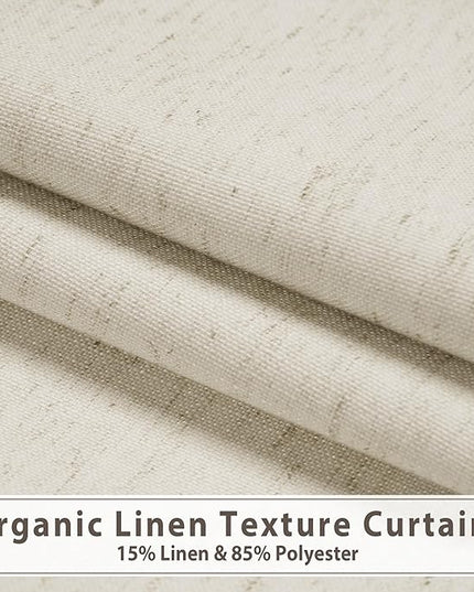 HESTIA 100% Blackout Natural Linen Curtains for Bedroom 90 Inches Long 2 Panels Set Noise Reducing Room Darkening Window Curtain for Living Room Back Tab Farmhouse Drapes (52 x 90 Inch)