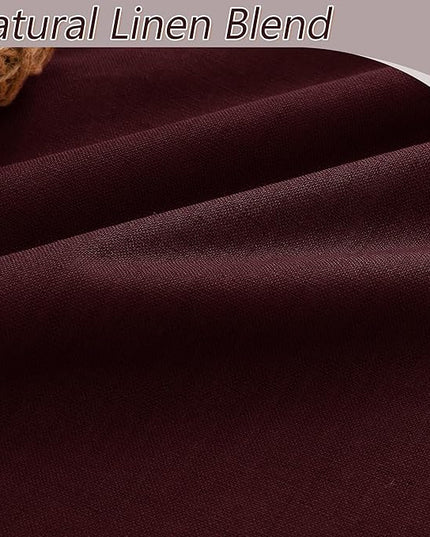 Guken Blackout Curtains 80 Inch Length 2 Panels Set for Living Room Bedroom Back Tab Thermal Insulated 100% Black Out Linen Drapes Boho Christmas Decor,Burgundy 52x80