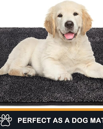 PURRUGS Dirt Trapping Door Mat 31.5" x 70", Non-Slip Machine Washable Entry Rug, Shoe Scraper, Dog Doormat, Super Absorbent Welcome Mat for Front & Back Door, Muddy Shoes & Paws, Charcoal
