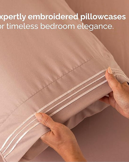 Queen Size 4 Piece Sheet Set - Comfy Breathable & Cooling Bed Sheets Set - Hotel Luxury Bedding for Women, Men, Kids, Teens, Boys & Girls - Deep Pockets, Ultra-Soft, Wrinkle Free - Oeko-Tex - Mauve