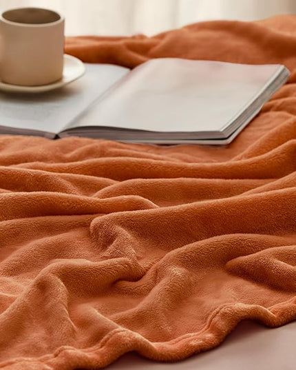 Bedsure GentleSoft Burnt Orange Fleece Throw Blanket Mango - 300GSM Soft Lightweight Plush Cozy Blankets for Bed, Sofa, Couch, Travel, Camping