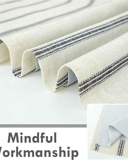DriftAway Farmhouse Linen Blend Blackout Curtains 63 Inches Long for Bedroom Vertical Striped Printed Linen Curtains Thermal Insulated Lined Treatments for Living Room 2 Panels W52 x L63 Black