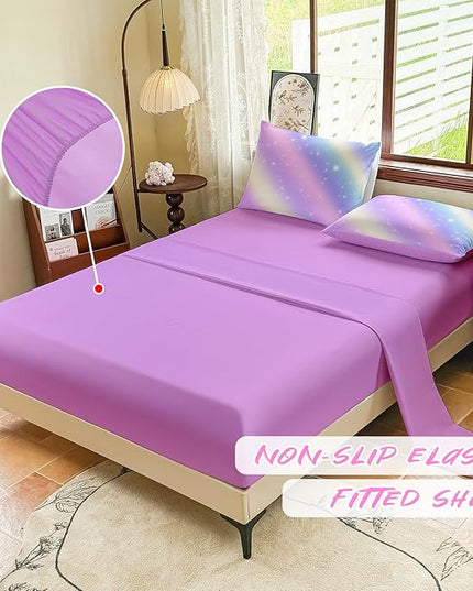 Girls Full Size Bedding Sets Rainbow Bedding – 5 Piece Comforter Set Full, Gradient and Colorful Galaxy Comforter for All-Season – Machine Washable, Durable – Gift Idea for Boys and Girls Room