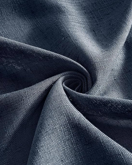 MIULEE Navy Blue Linen Curtains 72 Inch Length 2 Panels for Bedroom Living Room, Soft Thick Linen Textured Natural Window Drapes Semi Sheer Light Filtering Back Tab Rod Pocket Burlap Look Decor