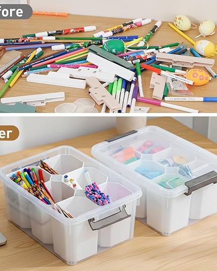 Citylife 17 QT Plastic Storage Bins Clear Storage Box with Lids Multipurpose Stackable Storage Containers for Organizing Tool, Craft, Crayon, 2 Packs