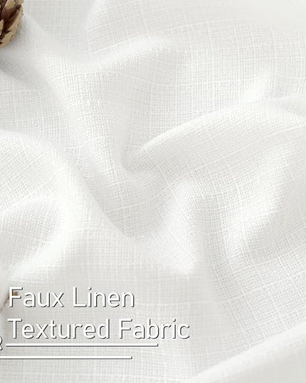 LAMIT Natural White Linen Curtains 95 inch for Bedroom, Grommet Thermal Insulated Thick Curtains Light Filtering Panels for Living Room/Outdoor/French Door, Set of 2 Panels, W52 x L95