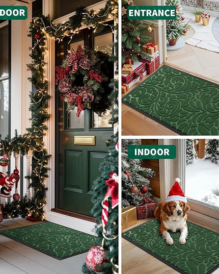 Yimobra Large Door Mat Outside Entrance 36x24, Waterproof Sturdy Outdoor Mats for Front Door, Heavy Duty Non-Slip Doormat for Garage Patio Entryway Indoor, Easy Clean, Green
