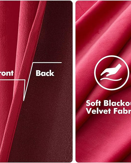 MIULEE Velvet Curtains Berry Elegant Grommet Thermal Insulated Soundproof Room Darkening Curtains/Drapes for Classical Living Room Bedroom Decor 52 x 96 Inch Set of 2