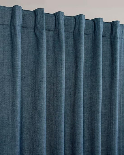 HPD Half Price Drapes Vienna Basic Linen 100% Blackout Curtains for Bedroom 108 Inches Long (2 Panels) - Rod Pocket Curtains & Drapes for Living Room & Windows - 50 X 108, Dark Blue