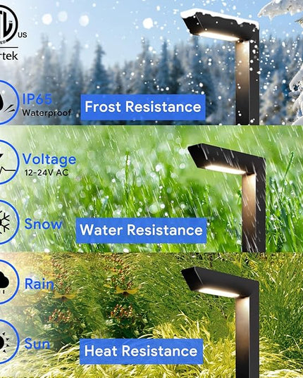 Energetic 5CCT Low Voltage Landscape Lights, 5W 200LM IP65 Waterproof LED Pathway Lights, 50000 Hrs, Outdoor Landscape Lighting, Square Modern Side Lit, Die-cast Aluminum Housing, ETL, Black, 4 Pack