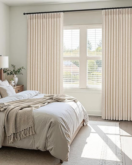 Topfinel 108 Inch Pinch Pleated Curtains 2 Panels,Sand Beige Semi Sheer Curtains with Pleated Hooks Back Tab for Track System,Extra Long 9ft Curtain for Living Room Bedroom,40x108,Beige