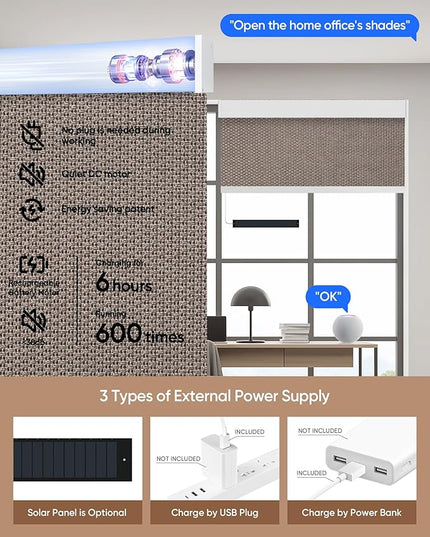 Kincmo Motorized Blinds with Remote,100% Blackout Motorized Roller Shades Work with Apple Homekit,Alexa,Google, Custom Electric Blinds with App,Voice Control (Groove Brown)