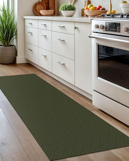 KOZYFLY Runner Rug 2x7 Ft Washable Runners for Hallways Non Slip Rubber Backed Kitchen Runners, Braided Cotton Entryway Runner Indoor, Floor Carpet for Hallway Kitchen Entryway, Dark Green