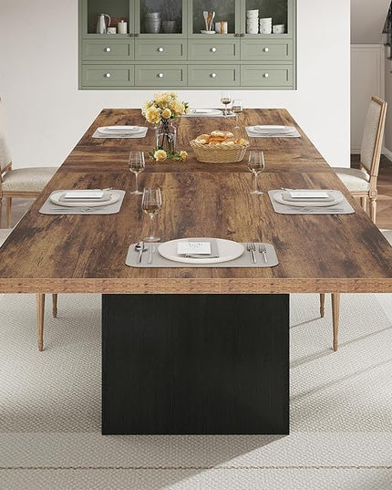 HSH 78” Dinner Table for 6 to 8, Large Wood Rectangular Dining Table, Rustic Kitchen Table only with Black Strong Base, Industrial Dining Room Table for Home Gathering Office, Rustic Brown, 78.74 in