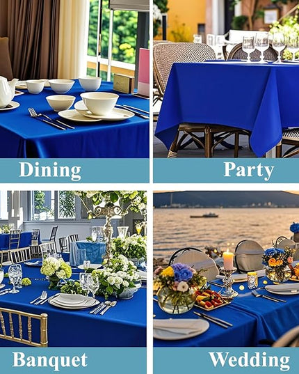 VidaFete Tablecloth 10 Pack 90*132inch Rectangle Table Cloth Polyester, Stain Wrinkle Resistant Polyester Dining Table Cover for Kitchen Dinning Party Wedding Rectangular Buffet Decoration(Royal Blue)