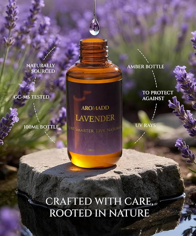 Aromadd Lavender Diffuser Oil Inspired by Luxury Hotel Scent, Essential Oils for Waterless Diffuser, Pure Soothing Lavender Aroma, Long-Lasting & Natural Home Fragrance - 3.38 fl oz (100 mL)