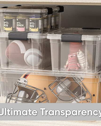 Superio Storage Bins with Lids- 6 Pack, 21 Qt Clear Boxes for Organizing, Stackable Plastic Containers- BPA Free, Non-Toxic, Odor Free, Organizer for Home, Office, Dorm