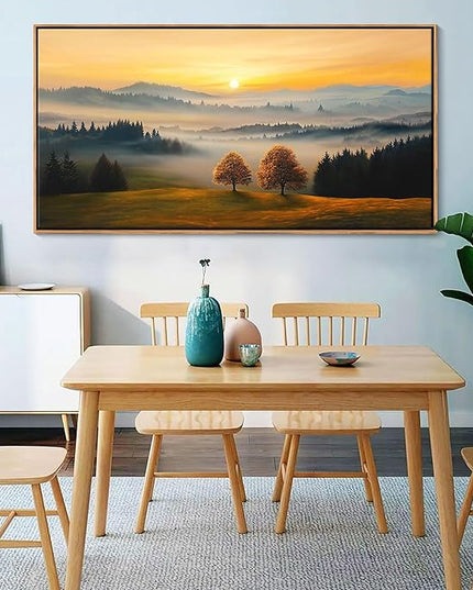 HGUAOA Nature Wall Art - Mountain & Landscape Artwork for Walls - Scenery Canvas Wall Art - Forest Painting for Living Room - Rustic Farmhouse Decor - Wall Pictures for Bedroom 24×48IN