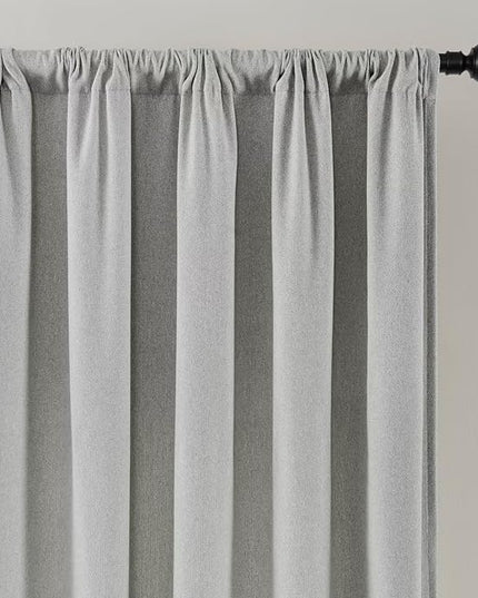Joydeco Light Filtering Curtains 84 Inch Length for Bedroom, Faux Linen Curtains 84 Inches Long for Living Room, Pinch Pleat Curtains for Living Room 84 Inch Length(52x84 inch, Greyish White)