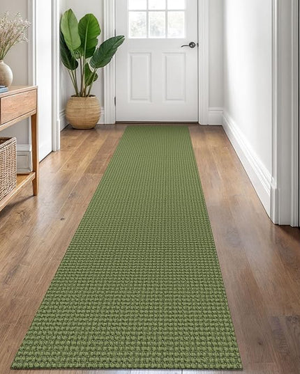 KOZYFLY Runners for Hallways 2x8 ft Washable Kitchen Runner Non Slip Rubber Backed Hall Runners Cotton Entryway Runner Rugs Floor Carpet for Indoor Backdoor Bedroom Kitchen, Bright Green/Earthy Green