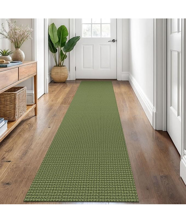 KOZYFLY Runners for Hallways 2x8 ft Washable Kitchen Runner Non Slip Rubber Backed Hall Runners Cotton Entryway Runner Rugs Floor Carpet for Indoor Backdoor Bedroom Kitchen, Bright Green/Earthy Green