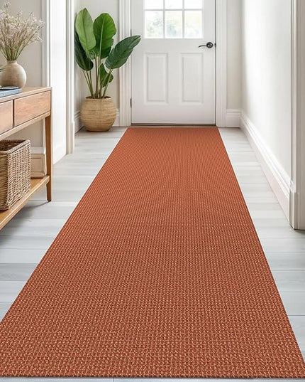 KOZYFLY Runners for Hallways 3x8 ft Washable Kitchen Runner Non Slip Rubber Backed Hall Runners Cotton Entryway Runner Rugs Floor Carpet for Indoor Backdoor Bedroom Kitchen, Orange/Tan
