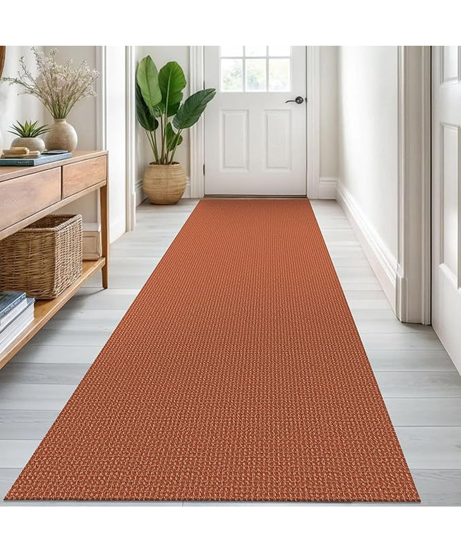 KOZYFLY Runners for Hallways 3x8 ft Washable Kitchen Runner Non Slip Rubber Backed Hall Runners Cotton Entryway Runner Rugs Floor Carpet for Indoor Backdoor Bedroom Kitchen, Orange/Tan