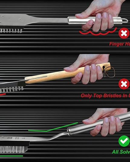 GRILLART Grill Brush and Scraper, Wire BBQ Grill Brush for Outdoor Grill, 16.5” Grill Cleaning Brush BBQ Grill Accessories, Safe Grill Cleaner Brush-Ideal Gift for Men/Dad BBQ Brush for Grill Cleaning