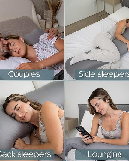 Weighted Body Pillow 8lbs - Weighted Pillow for Deeper Sleep (48" x 14") - Cooling Body Pillows for Adults, Full Body Pillow for Sleeping, Side Sleeper Body Pillows with Cover (X-Large)