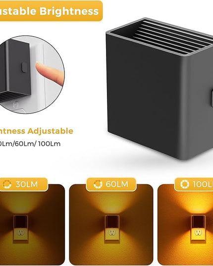L LOHAS LED Night Light,Night Lights Plug into Wall,[2-Pack] Dimmable Night Light with Light Sensor,1800K Amber Light,Modern Nightlight for Bathroom Hallway Kitchen