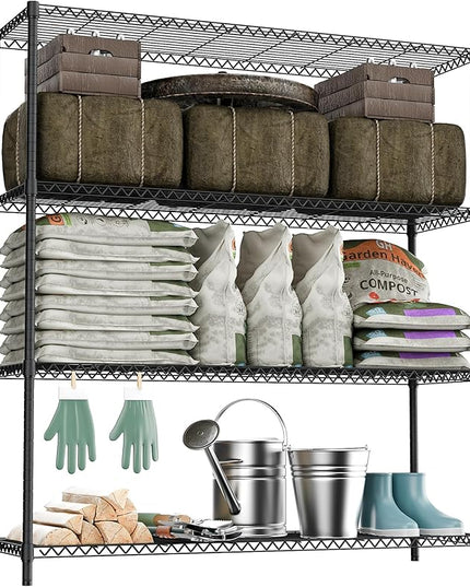 Stand Shelf Wire Rust-Proof Outdoor Storage Shelving 4-Tier Utility Shelving Unit for Garden Home,Kitchen,Office Dark Grey 17.7" D x 47.3" W x 59.4" H