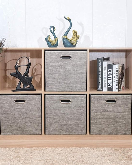 Foldable Storage Bins,13×13 Storage Cubes Basket Containers for Shelf Cabinet Bookcase Boxes,Thick Fabric Drawers - Set of 2, Coffee