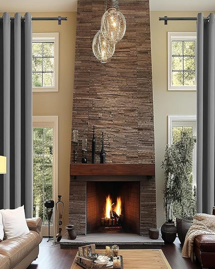 Blackout Curtains for High Ceiling, Extra Long Thermal Insulated Solid Grommet Window Curtains Drapes for Living Room 10ft Length, Set of 2 Curtain Panels 52 W x 120 L Inches Dark Gray