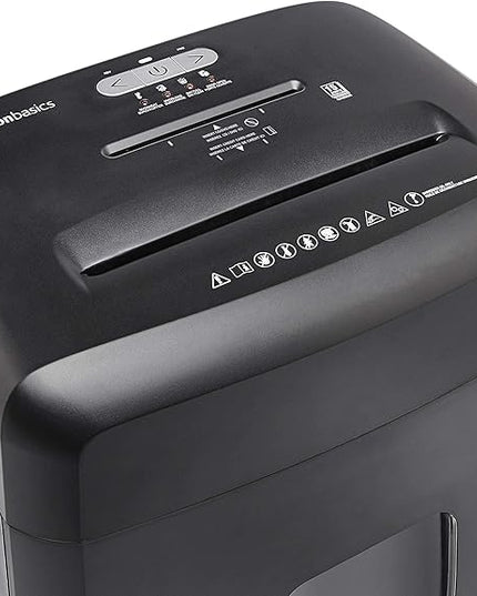 Amazon Basics Paper Shredder for Home and Office, New Model 15-Sheet Cross Cut, CD/Credit Card Shredder, 6 Gallon Wastebasket, Black