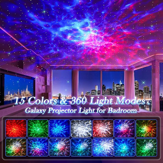 Star Projector Galaxy Projector for Bedroom, 15 White Noises+15 Colors Galaxy Night Light Projector for Kids Room,Bluetooth White Noise Machine for Sleeping Star Lights,Shower Lamp Gifts for Teen Boys