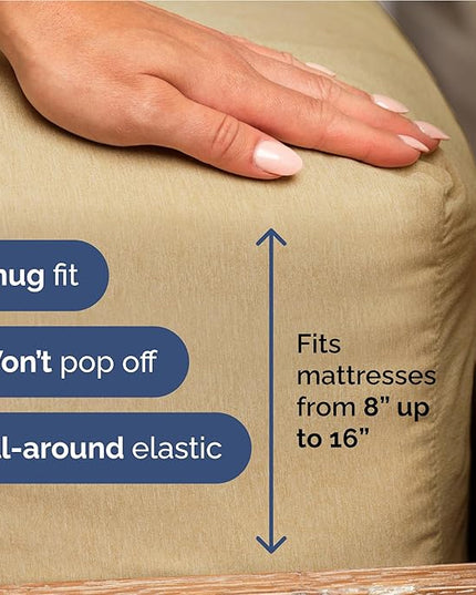 Full Size 4 Piece Sheet Set - Comfy Breathable & Cooling Bed Sheets Set - Hotel Luxury Bedding for Women, Men, Kids, Teens, Boys & Girls - Deep Pockets, Soft & Wrinkle Free - Tan (Heathered Sheets)