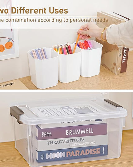 Citylife 17 QT Plastic Storage Bins Clear Storage Box with Lids Multipurpose Stackable Storage Containers for Organizing Tool, Craft, Crayon, 2 Packs