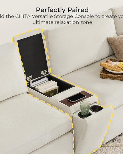 CHITA Oversized Modular Sectional Sofa, FSC Certified L Shaped Sectional Couches for Living Room, 112 inch Width,4 Seat Modular Sofa with Storage Ottoman, Linen