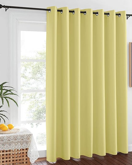 NICETOWN Blackout Sliding Glass Door Curtain 84 inches Long, Grommet Thermal Insulated Light & Heat Blocking Drape Window Treatment for French Door, W100 x L84, 1 Panel, Paler Yellow