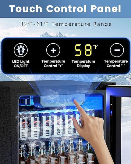 Mini Fridge 130 Can Beverage Refrigerator Cooler, 3.2 Cu.Ft Drink Fridge for Soda Wine Beer, Adjustable Temperature Control for Home Office, Black