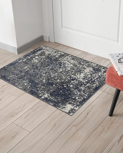 Keen Home Design Area Rugs - 2x3 Non-Shedding, Abstract Rugs for Kitchen, Living Room, Bedroom, Dining Room, Entryway - Size: 2' x 3', Navy/Grey/White