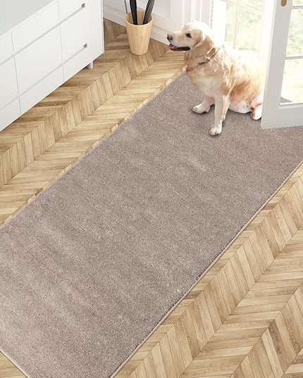 PURRUGS Dirt Trapping Door Mat 31.5" x 70", Non-Slip Machine Washable Entry Rug, Shoe Scraper, Dog Doormat, Super Absorbent Welcome Mat for Front & Back Door, Muddy Shoes & Paws, Taupe