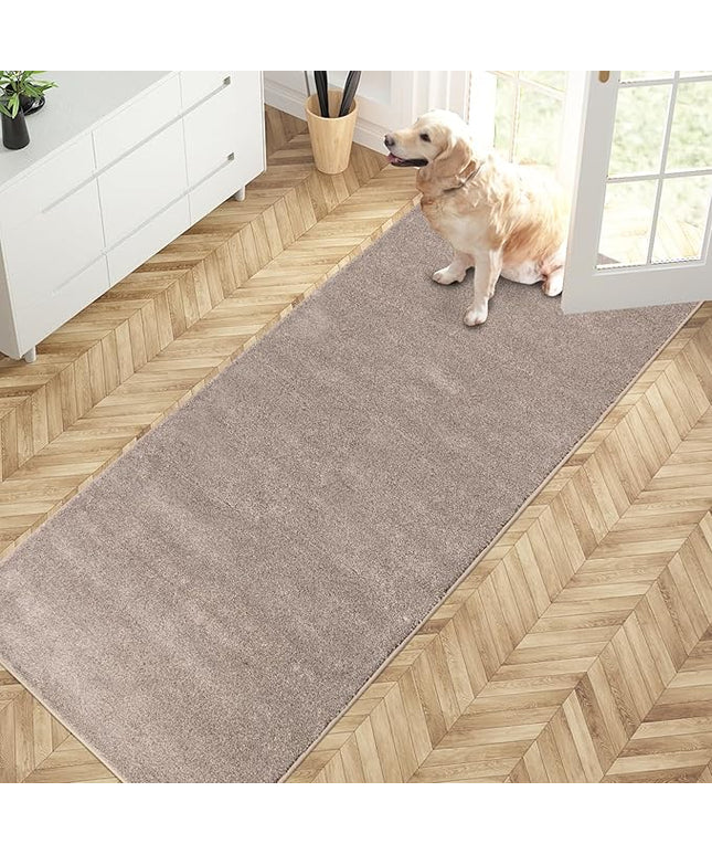 PURRUGS Dirt Trapping Door Mat 31.5" x 70", Non-Slip Machine Washable Entry Rug, Shoe Scraper, Dog Doormat, Super Absorbent Welcome Mat for Front & Back Door, Muddy Shoes & Paws, Taupe