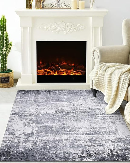 Modern Abstract 2x3 Area Rug Non Slip Non Shedding Low Pile Stain Resistant Rug for Entryway Kitchen Bedroom,Light Grey