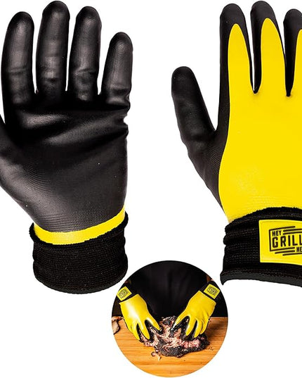 Hey Grill Hey Pitmaster Gloves | BBQ Gloves | Heat Protection up to 500°F or 260°C | High Temp Resistance | Fireproof Glove for Grilling Smoking Barbecue | Washable Mitts | Waterproof | Size - Small