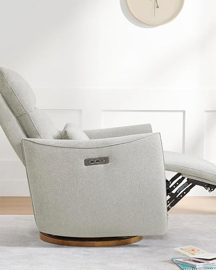 CHITA Swivel Rocker Recliner Chair, Power Nursery Glider Recliner, Nursery Rocking Chair with Adjustable Power Headrest, FSC Certified, Solid Wood Base, Crockery (Gray)